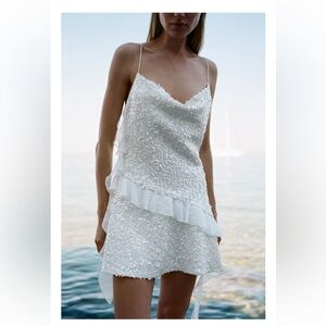 ZARA BLOGGERS FAV SEQUIN RUFFLE MINI DRESS
